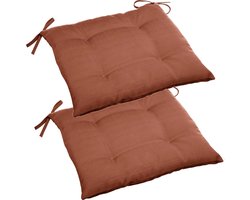2x hesperide stoelkussens - binnen/ buiten stoelen - terra bruin - 40 x 4 cm - water en uv-bestendig