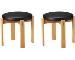 2x HOLMSJÖ Kruk - Beukenhout/Zwart, Klassiek Design, 120kg