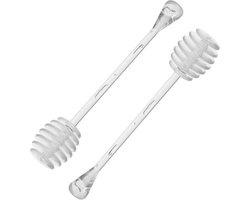 2x Honing lepels van kunststof 17 cm - Keukenbenodigdheden - Honinglepel/honingdipper - Lepel voor honing
