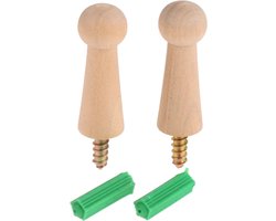 2x Houten Kapstok Haakjes - Wandkapstok - Haken - Jashaak - 5cm