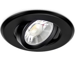 2x Inbouw GU10 LED Spot Armatuur - Zwart - Kantelbaar - Zaagmaat Ø75 mm - Aluminium - IP20 - Eenvoudige montage - Incl. GU10 Fitting