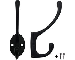 *** 2x Kapstok-Haken incl. Schroefjes | Jashaak | Ophanghaken | Zwart - van Heble® ***