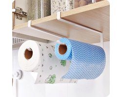 2x Keukenrolhouder hangend – Rollenhouder – Hangende Keukenrolhouder Metaal – 26 cm – Onder Kast Montage – Wit – Ruimtebesparend
