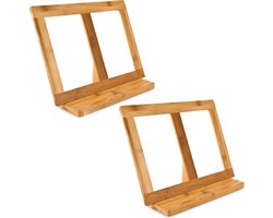 2x Kookboekstandaard , boekenstandaard, bamboehout, bamboe boekenhouder kookboek