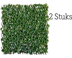 2x Kunsthaag - Kunstklimop Voor Buiten - Klimop Tuinscherm - Kunst Hedera - Balkonscherm - Harmonica Model - Uitschuifbaar - 180x90 Cm