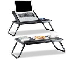 2x laptoptafel hout - bedtafel - opklapbaar - bed bank tafel tafeltje - set