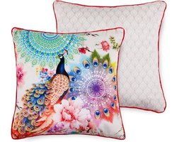 2x Leuke Gevulde Sierkussen Met Een Trendy Print Pauw  | 50x50 | Dubbelzijdig | Hoogwaardig Kwaliteit