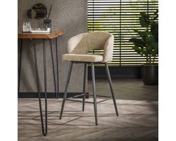 2x LifestyleFurn Barstoel Arnie Bouclé - Zand (zithoogte 69cm)