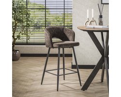 2x LifestyleFurn Barstoel Arnie Renegade stof - Bruin (zithoogte 69cm)