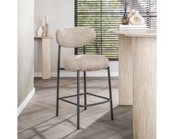 2x LifestyleFurn Barstoel Lawson Renegade stof - Zand (zithoogte 67cm)