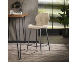 2x LifestyleFurn Barstoel Taneeka Bouclé - Zand (zithoogte 67cm)