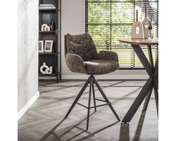 2x LifestyleFurn Draaibare Barstoel Kristee Chenille - Taupe (zithoogte 67cm)