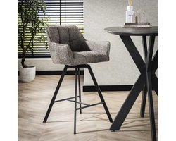 2x LifestyleFurn Draaibare Barstoel Thandie Bouclé - Taupe (zithoogte 69cm)