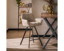 2x LifestyleFurn Draaibare Barstoel Thandie Bouclé (zithoogte 69cm) - Zand