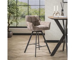 2x LifestyleFurn Draaibare Barstoel Thandie Rich stof - Champagne (zithoogte 69cm)