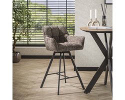 2x LifestyleFurn Draaibare Barstoel Thandie Rich stof - Taupe (zithoogte 69cm)