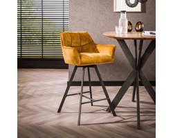 2x LifestyleFurn Draaibare Barstoel Thandie Velvet - Goud (zithoogte 69cm)