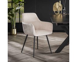 2x LifestyleFurn Eetkamerstoel Kerbi Rib - Off White