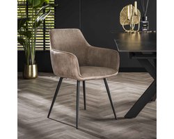 2x LifestyleFurn Eetkamerstoel Kerbi Rib - Zand