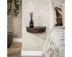 2x LifestyleFurn Halfrond Zwevend Nachtkastje Sherissa Acaciahout - Massief acacia glaze brown