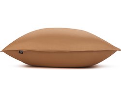 2x luxe katoen/satijn kussenslopen cognac bruin - 80x80 - subtiel glazend - stijlvolle uitstraling - heerlijk zacht en comfortabel - hoogwaardige kwaliteit - perfecte pasvorm
