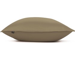 2x luxe katoen/satijn kussenslopen taupe - 80x80 - subtiel glazend - stijlvolle uitstraling - heerlijk zacht en comfortabel - hoogwaardige kwaliteit - perfecte pasvorm