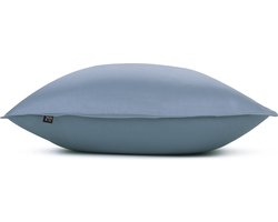 2x luxe katoen/satijn sierkussenhoes licht blauw - 50x50 - subtiel glanzend - stijlvolle uitstraling - heerlijk zacht en comfortabel - hoogwaardige kwaliteit - met een handige rits