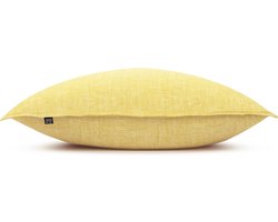 2x luxe linnenlook katoen sierkussenhoes licht geel - 50x50 - stijlvolle uitstraling - zacht en comfortabel - hoogwaardige kwaliteit - met een handige rits