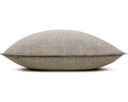 2x luxe linnenlook katoen sierkussenhoes taupe - 50x50 - stijlvolle uitstraling - zacht en comfortabel - hoogwaardige kwaliteit - met een handige rits