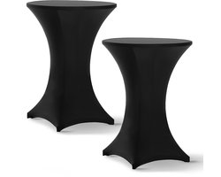 2x Luxe Statafelrok - ∅80-85x110 cm - Kreukvrij, Extra Dik & Sterk - Stretch Statafelhoes - Koningsdag Feest Artikelen Versiering - Statafel Partytafel Tafelrok - Zwart