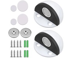2x Magnetische Deursluiting - Deurstopper - Deur vastzetten - Deurstop - Deur dichtgooien - Deuropenhouder Magnetisch - Deurvastzetter - Zelfklevend/geperforeerd - Blinde Montage - RVS - Voorkomt stoten van de muur - Voor thuis en op kantoor - Wit