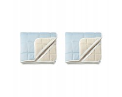 2x Matrasbeschermer KEJSAROLVON Beige-Blauw 140x200 cm