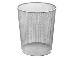 2x Metalen prullenmand/prullenbak zilver 34 cm - Kantoor prullenmand voor papier 19 liter rond van metaal
