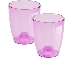2x Moderne Kunststof Orchideeën Pot - Paars & Transparant - 13.2x16 cm