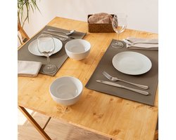 2x Monaco Placemat Taupe - lederlook - Taupe - rechthoek - 45x30cm - Kunstleder