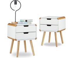 2x nachtkastje 2 lades - nachtkastje wit - Scandinavische design - nachttafel