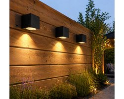 2x Narvie Wandlamp Buiten – Aluminium LED Gevellamp – IP65 Waterdicht – GU10 Fitting – Moderne Buitenverlichting – Zwart