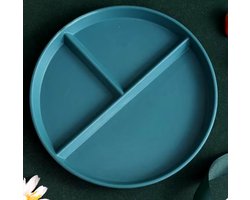 2x Onbreekbare platte borden, 23 cm, met 3 vakken, borden met onderverdeling, magnetron- en vaatwasmachinebestendig, voor kinderen, aparte familieborden (Donker Groen)