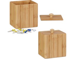 2x opbergbox met deksel - kleine houten kistje - voorraadbox - kist bamboe hout