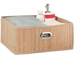 2x opbergmand badkamer - bamboe mand - kast organizer - opbergdoos stof - natuur