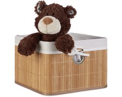 2x opbergmand naturel - bamboe - mand met stof - opbergbox voor in kast