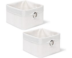 2x opbergmand wit - bamboe - mand met stof - opbergbox voor in kast