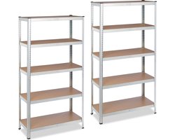 2x opbergrek verzinkt - stellingkast kelder - 180x90x40 cm - opbergkast - zilver