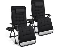 2x Opvouwbare Tuinstoelen Ligstoel Tuin 90°-170° Verstelbaar Textiel