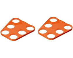 2x Oranje plastic bier trays 6 biertjes - Bierblad - Biertray - Holland/Oranje artikelen