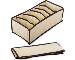 2X Organizer voor ondergoed en sokken lades - 6 Compartimenten - Bruin/Oranje - Materiaal linnen - Goed luchtdoorlatend