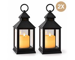 2x PD® Windlicht - Lantaarn - met LED kaars - Lantaarn binnen en buiten - 2 stuks