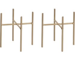 2x Plantenstandaards/voeten Ascot goud 14 x 12 cm - Plantenkrukjes - Woonaccessoires urban jungle