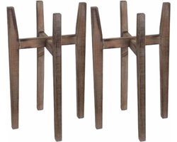 2x Plantenstandaards/voeten Ascot hout 38 x 60 cm - Plantenkrukjes - Woonaccessoires urban jungle