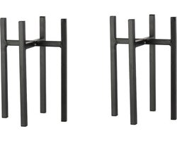 2x Plantenstandaards/voeten Ascot zwart 14 x 25 cm - Plantenkrukjes - Woonaccessoires urban jungle